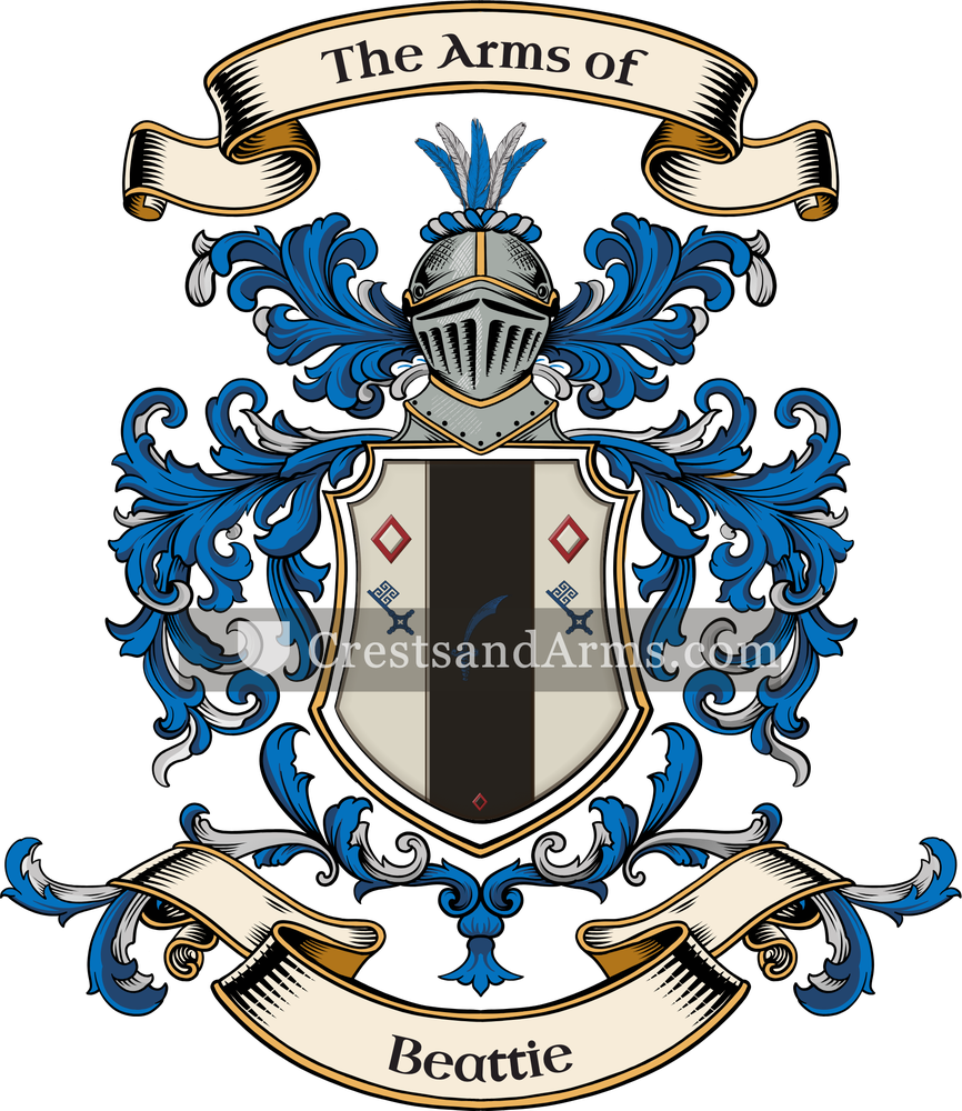 The Beattie coat of arms, drawn from the recorded blazon