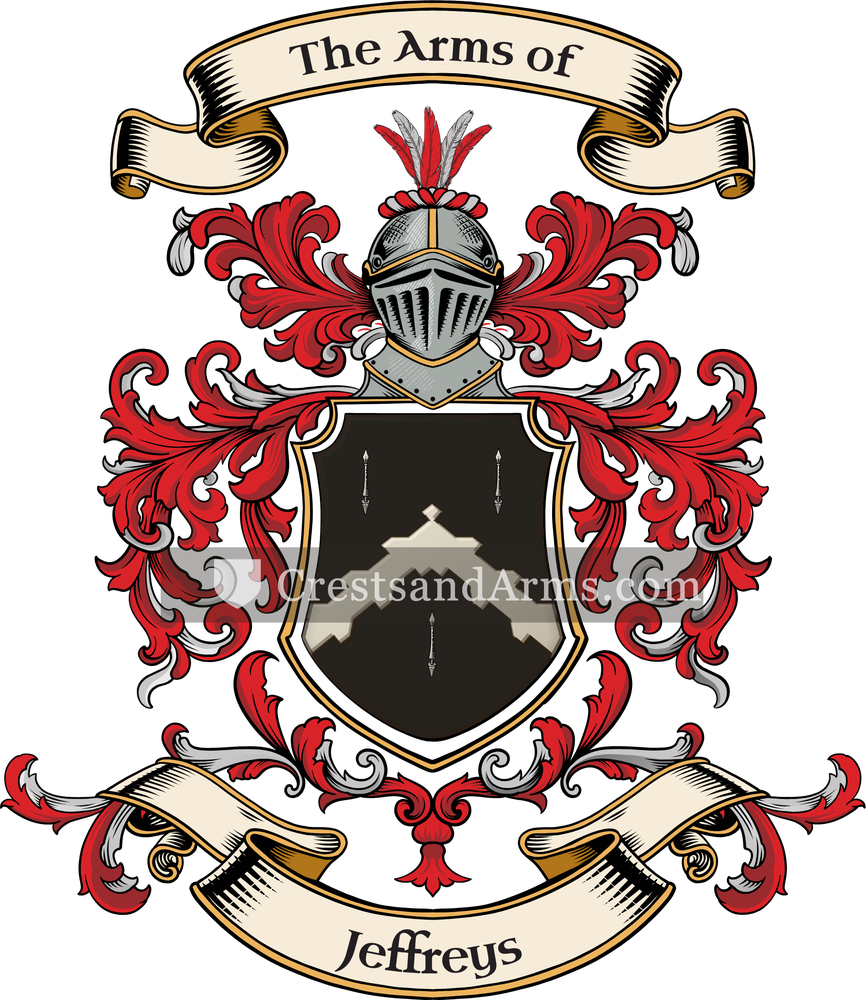The Jeffreys coat of arms, drawn from the recorded blazon