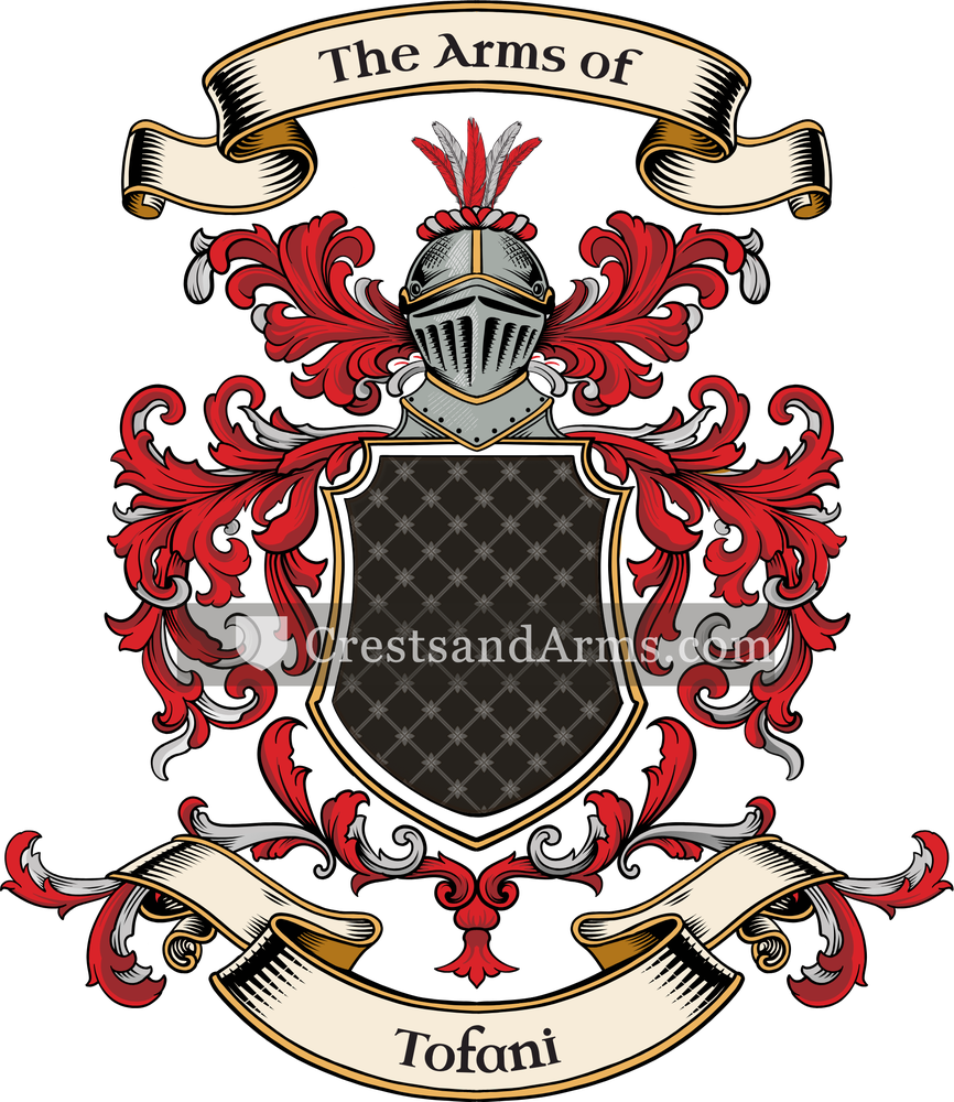 The Tofani coat of arms, drawn from the recorded blazon