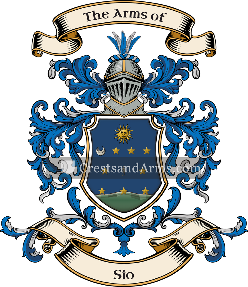The Sio coat of arms, drawn from the recorded blazon