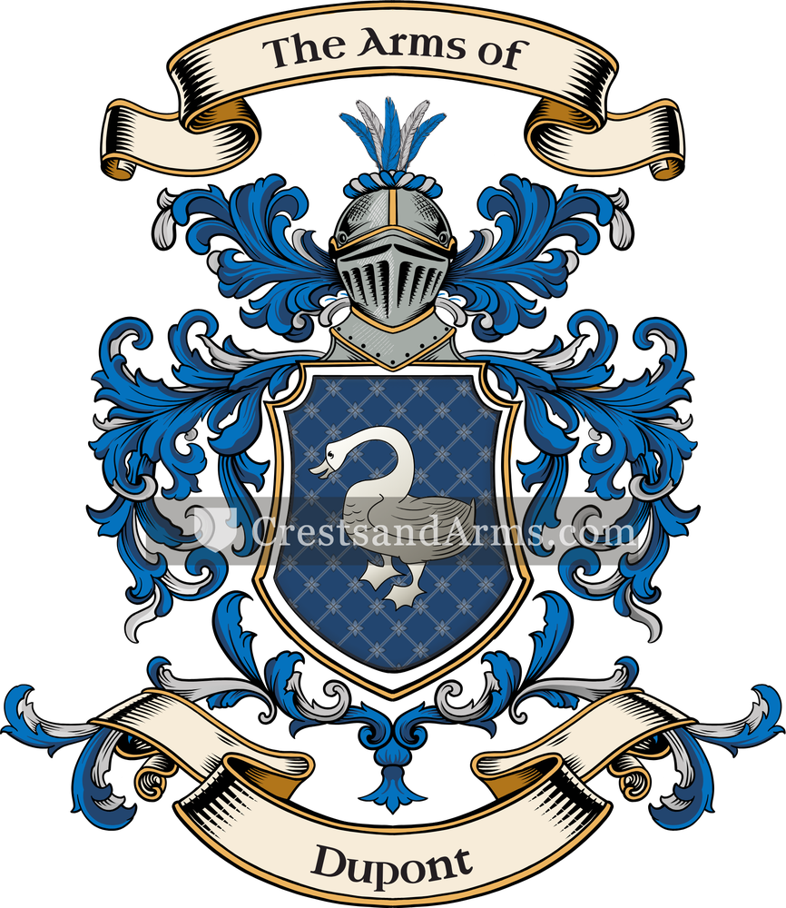 The Dupont coat of arms, drawn from the recorded blazon