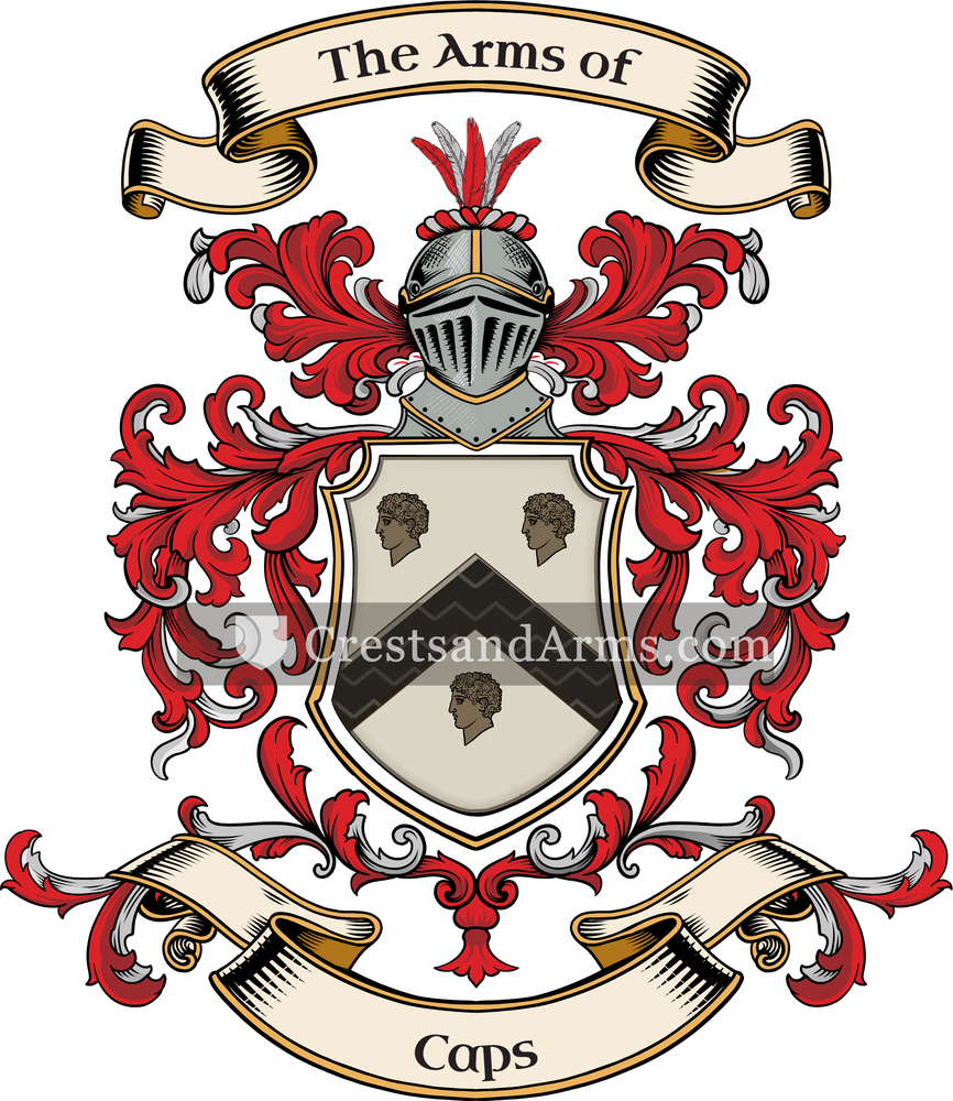 The Caps coat of arms, drawn from the recorded blazon