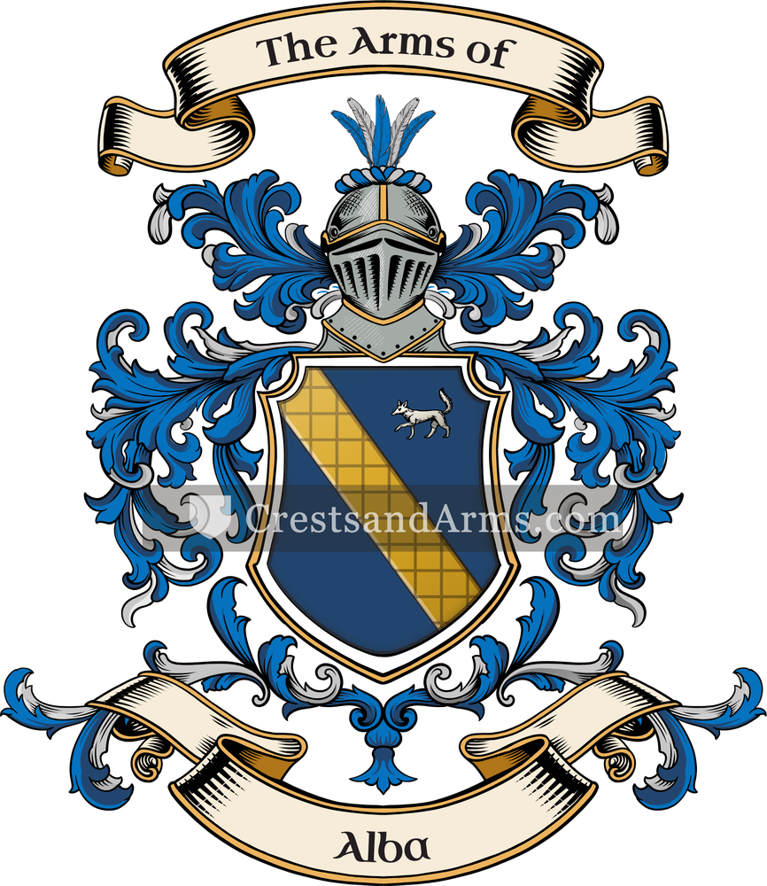 The Alba coat of arms, drawn from the recorded blazon