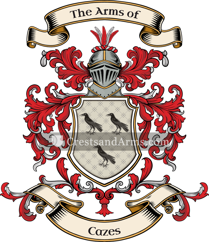 The Cazes coat of arms, drawn from the recorded blazon