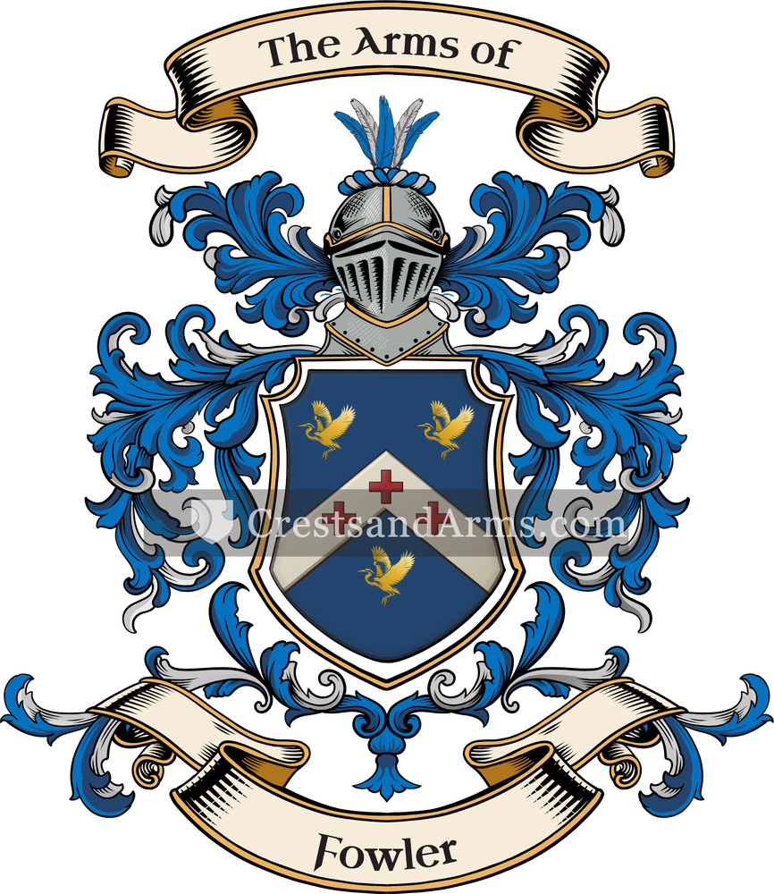 The Fowler coat of arms, drawn from the recorded blazon
