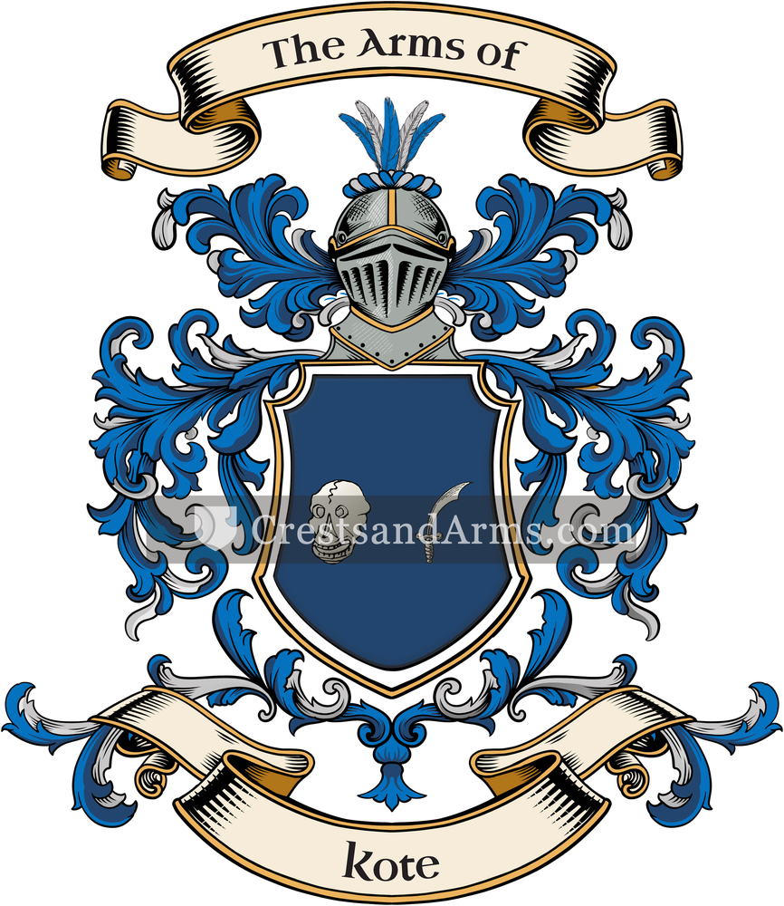 The Kote coat of arms, drawn from the recorded blazon
