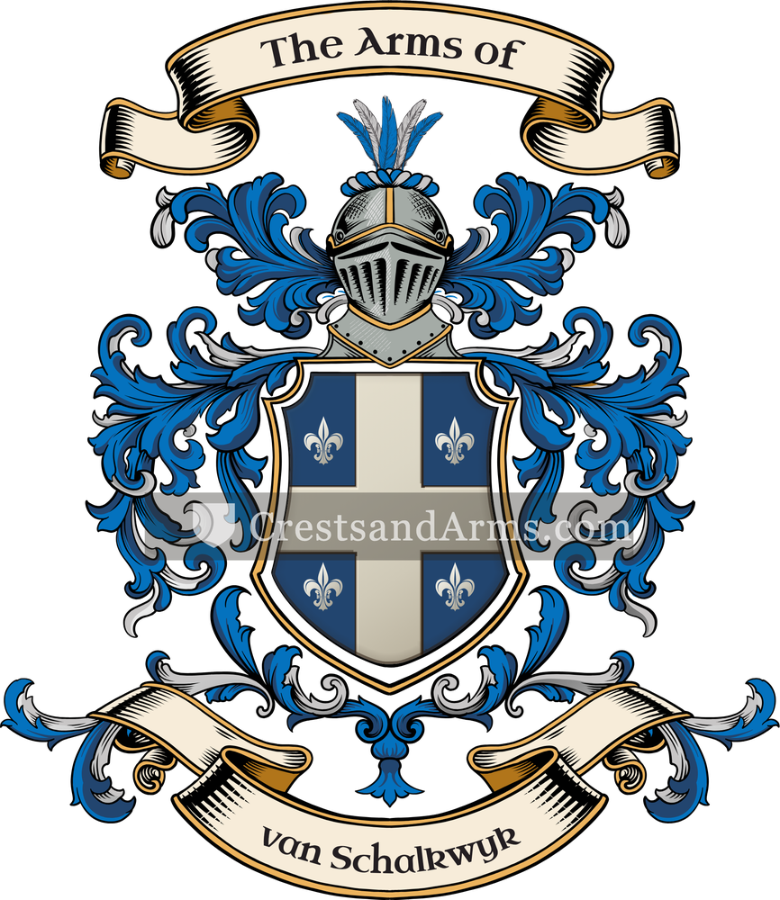 The van Schalkwyk coat of arms, drawn from the recorded blazon
