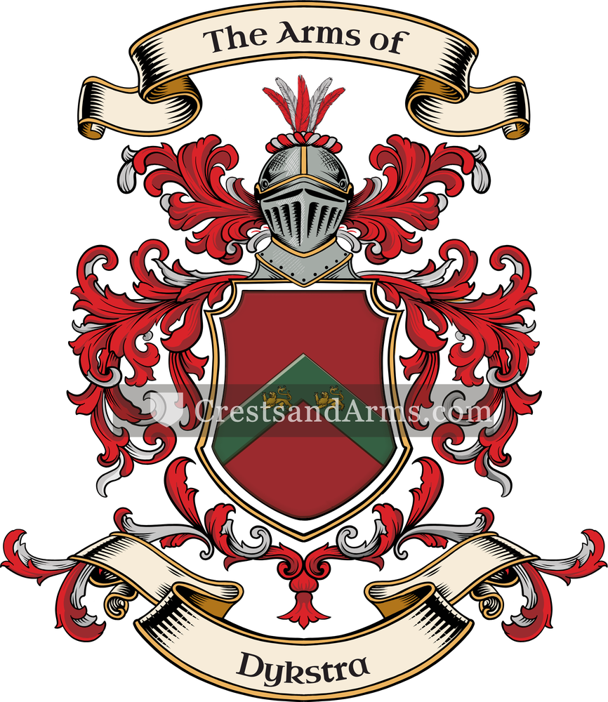 The Dykstra coat of arms, drawn from the recorded blazon