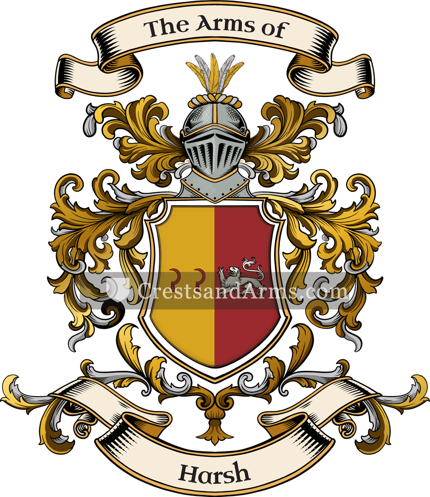 The Harsh coat of arms, drawn from the recorded blazon