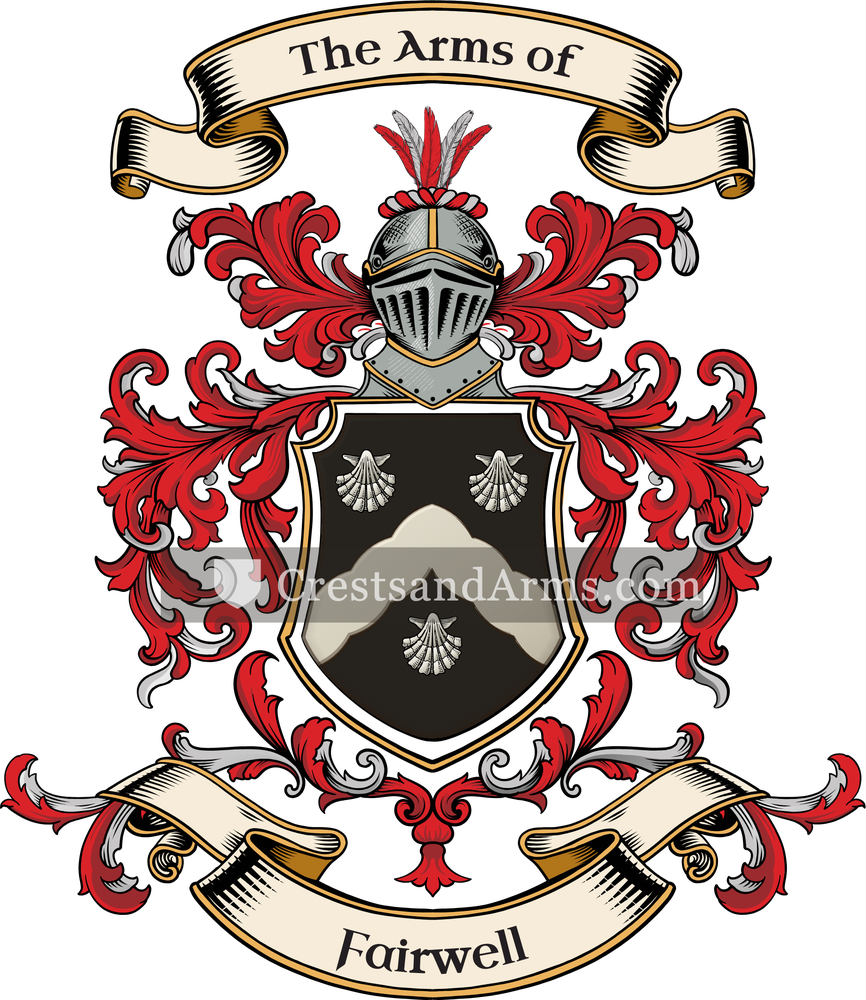 The Fairwell coat of arms, drawn from the recorded blazon