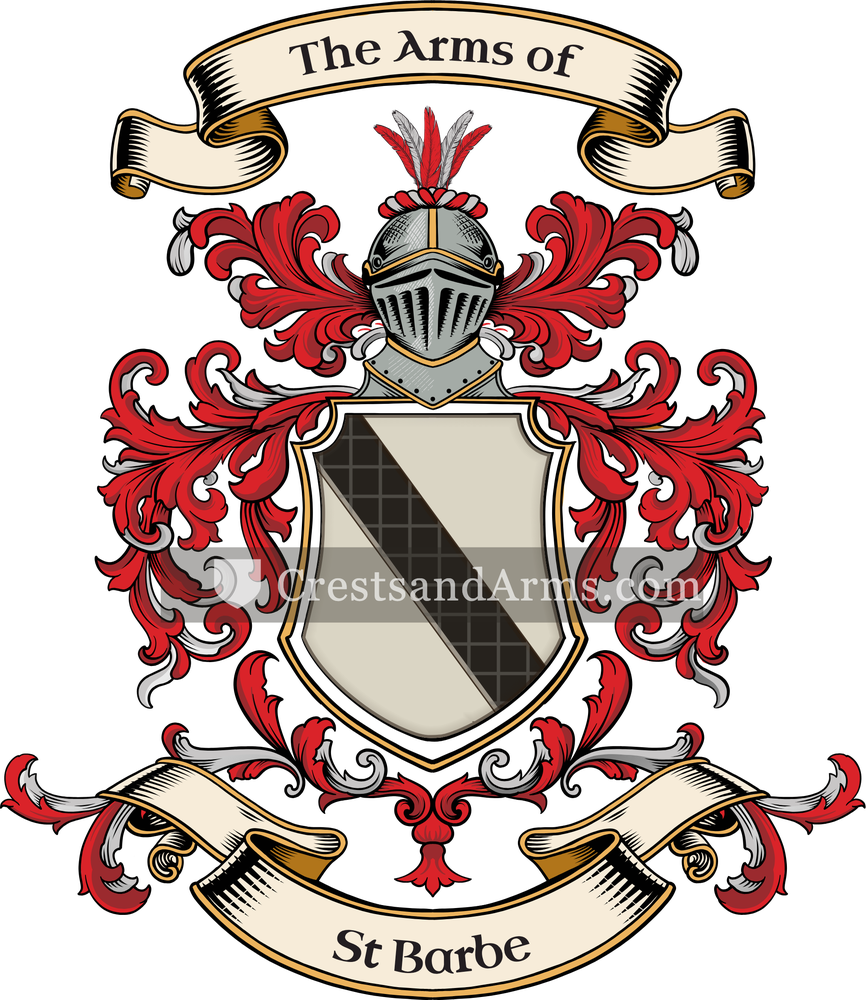 The St Barbe coat of arms, drawn from the recorded blazon