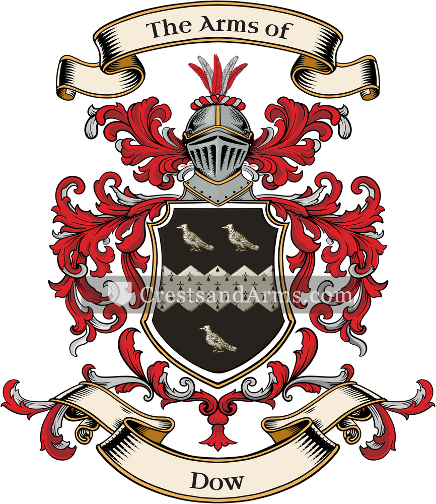 The Dow coat of arms, drawn from the recorded blazon