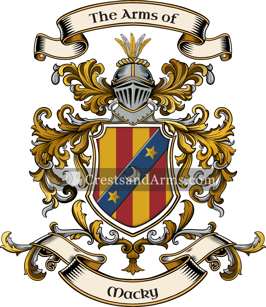 The Macky coat of arms, drawn from the recorded blazon