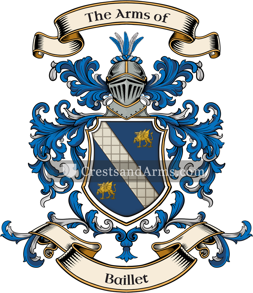The Baillet coat of arms, drawn from the recorded blazon