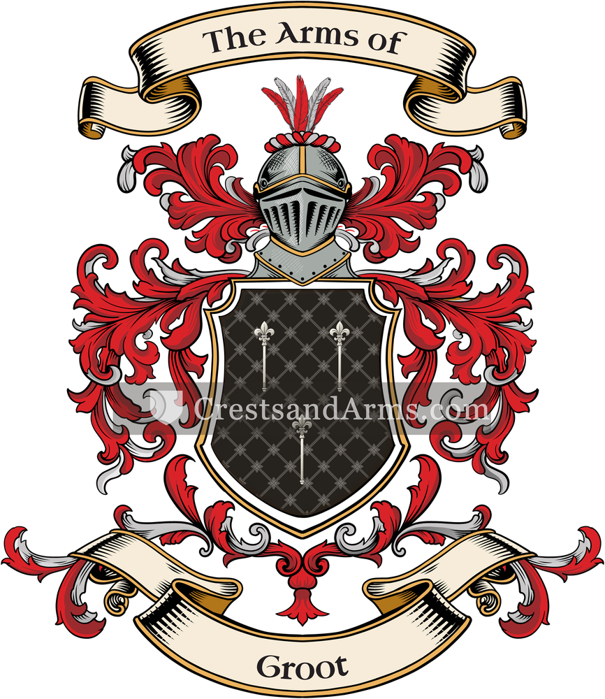 The Groot coat of arms, drawn from the recorded blazon