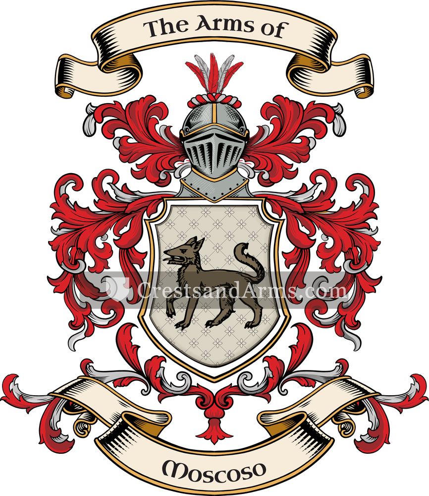 The Moscoso coat of arms, drawn from the recorded blazon