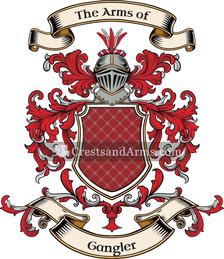 The Gangler coat of arms, drawn from the recorded blazon