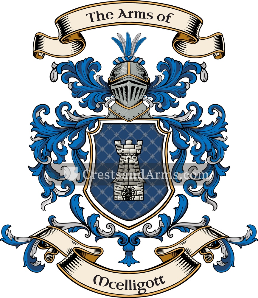The Mcelligott coat of arms, drawn from the recorded blazon