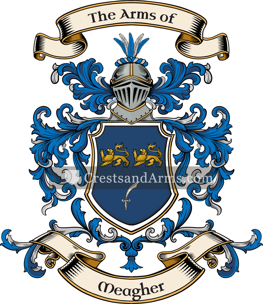 The Meagher coat of arms, drawn from the recorded blazon