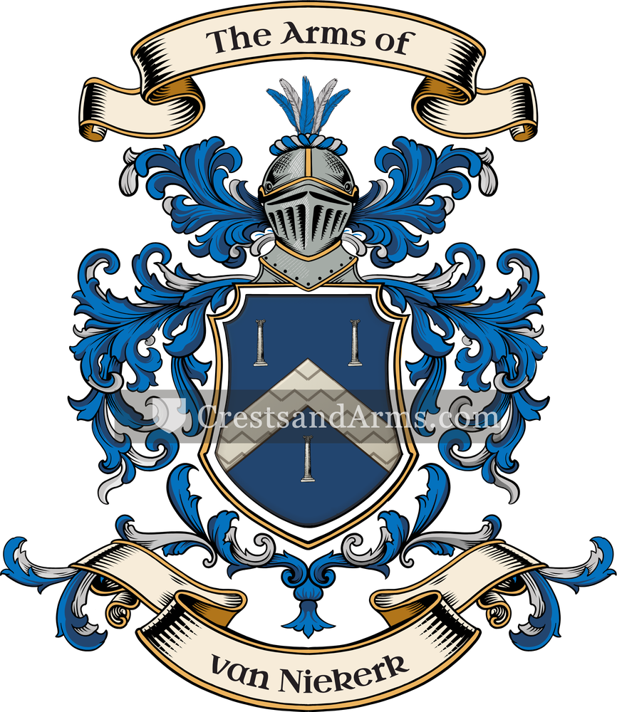 The van Niekerk coat of arms, drawn from the recorded blazon
