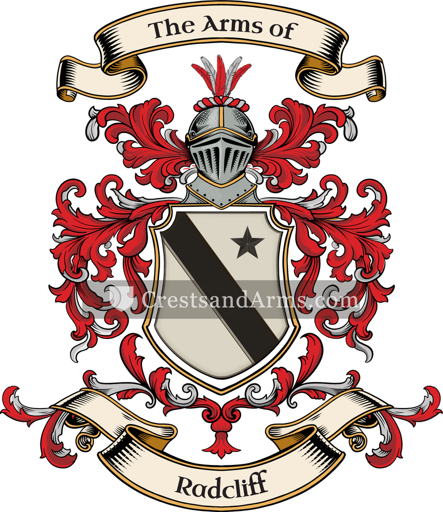The Radcliff coat of arms, drawn from the recorded blazon