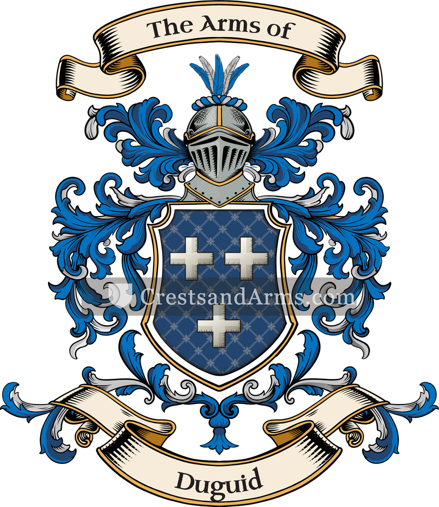 The Duguid coat of arms, drawn from the recorded blazon