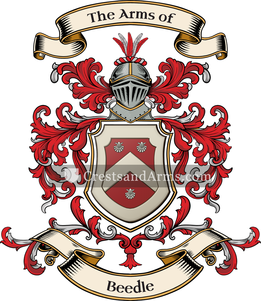 The Beedle coat of arms, drawn from the recorded blazon