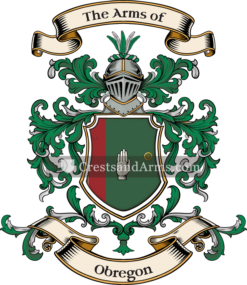 The Obregon coat of arms, drawn from the recorded blazon