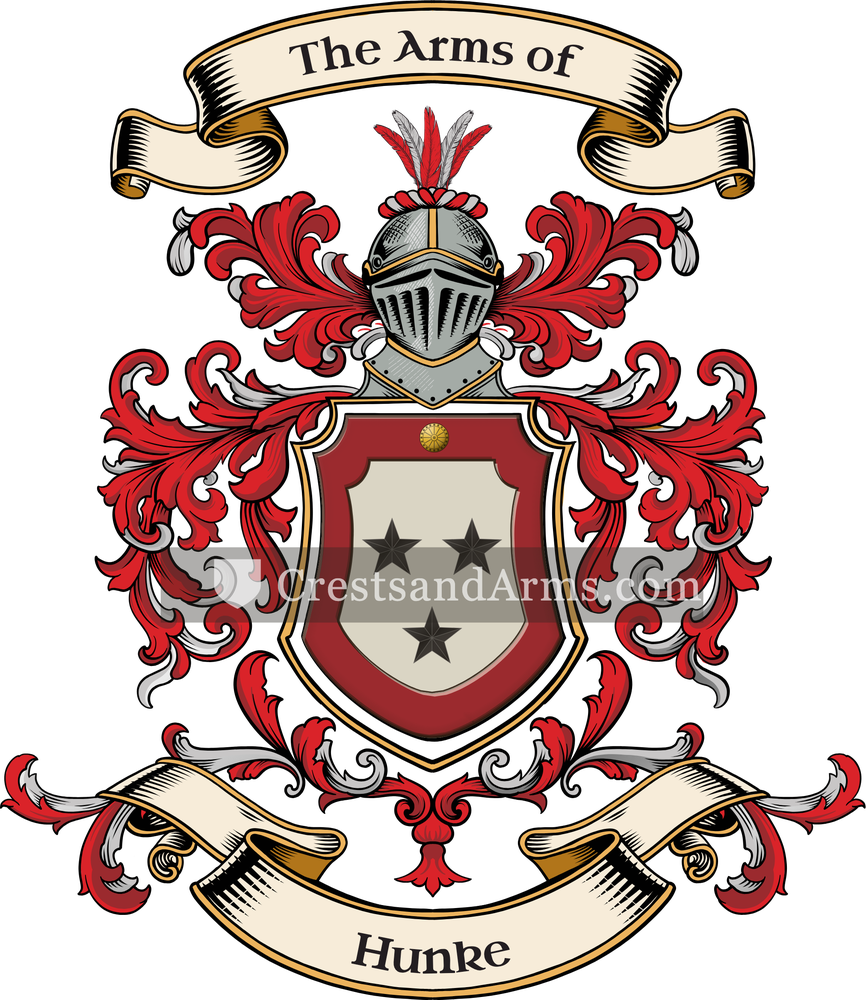 The Hunke coat of arms, drawn from the recorded blazon
