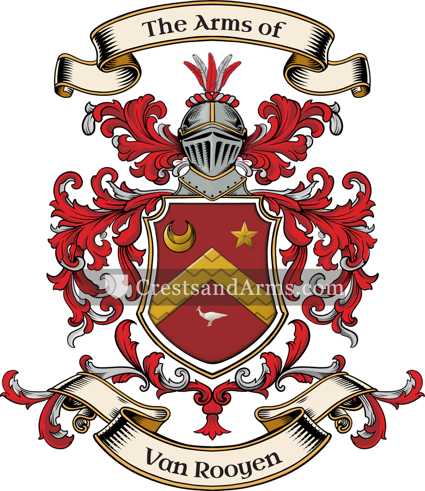 The Van Rooyen coat of arms, drawn from the recorded blazon