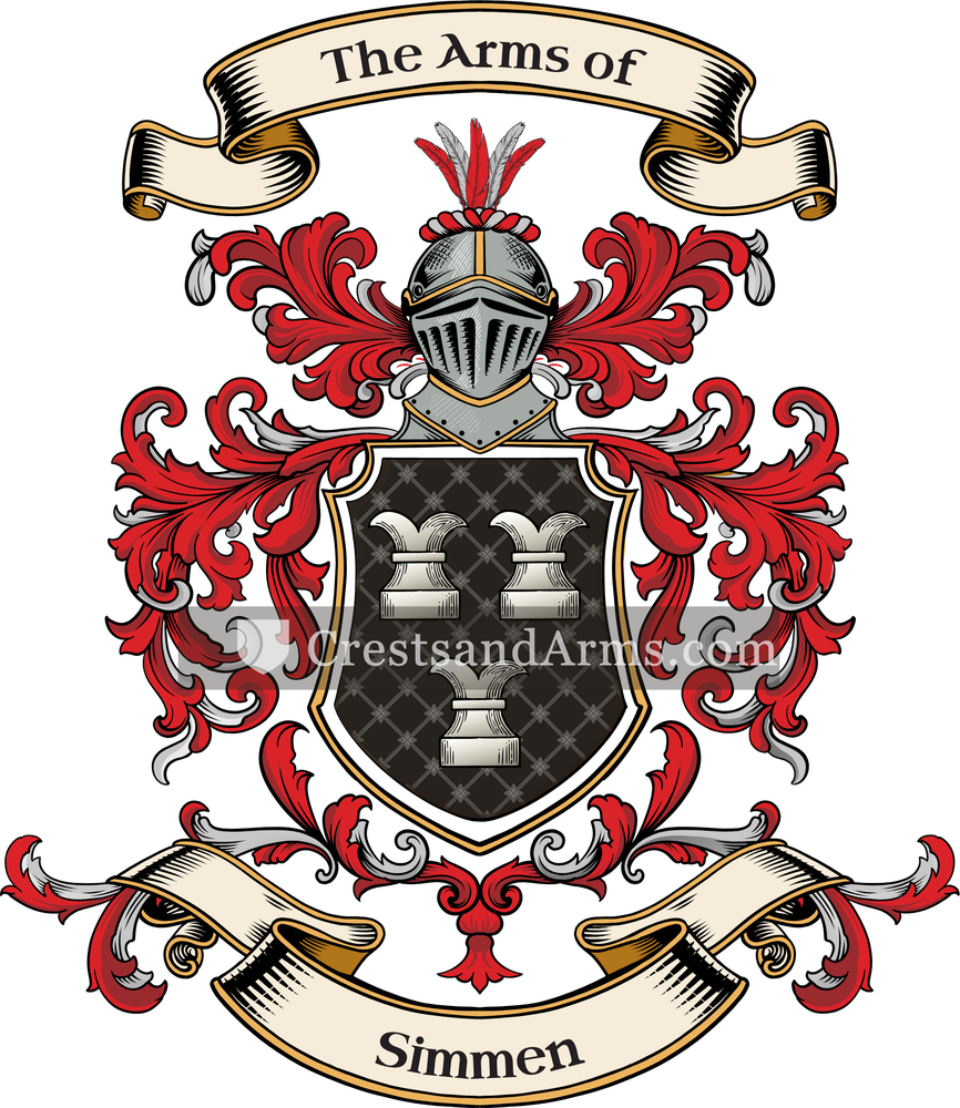 The Simmen coat of arms, drawn from the recorded blazon
