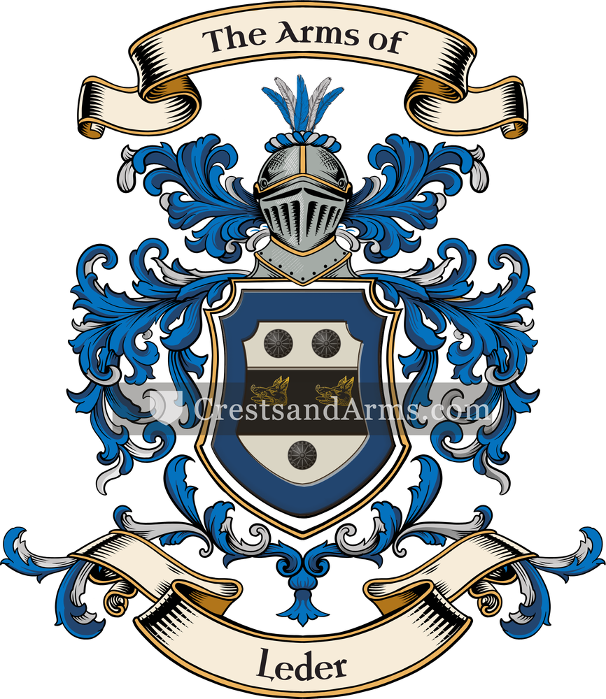 The Leder coat of arms, drawn from the recorded blazon