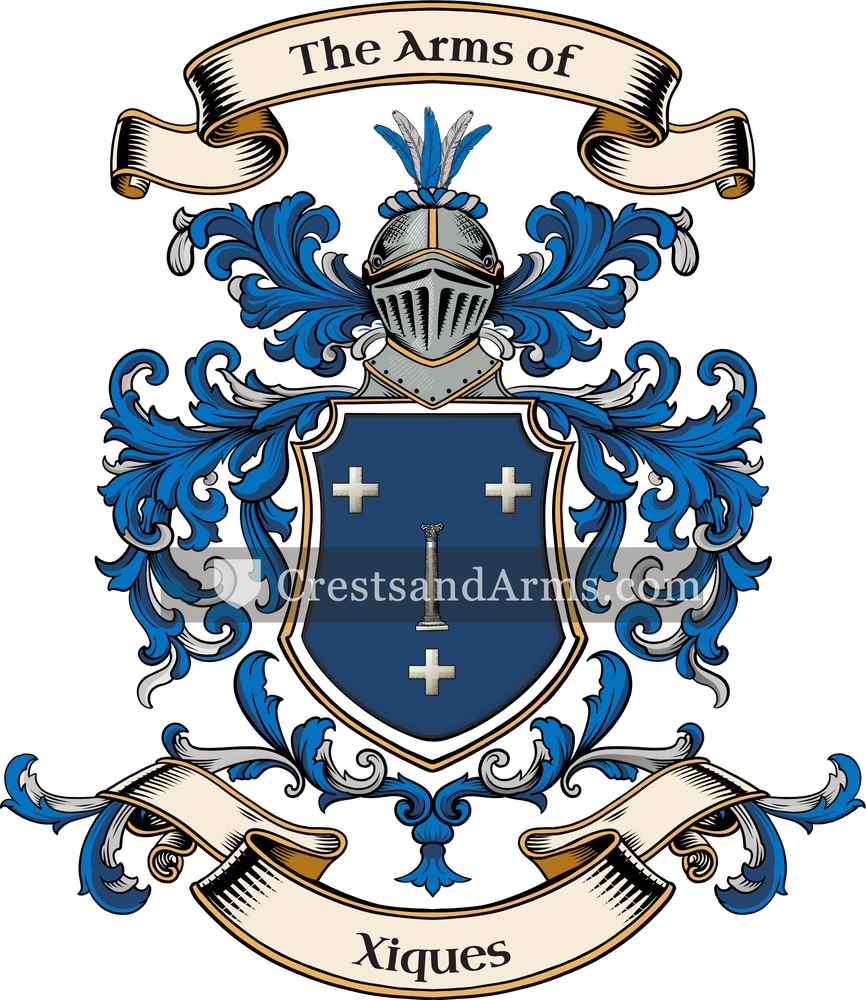 The Xiques coat of arms, drawn from the recorded blazon