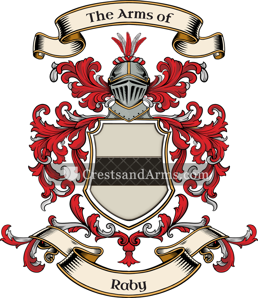 The Raby coat of arms, drawn from the recorded blazon