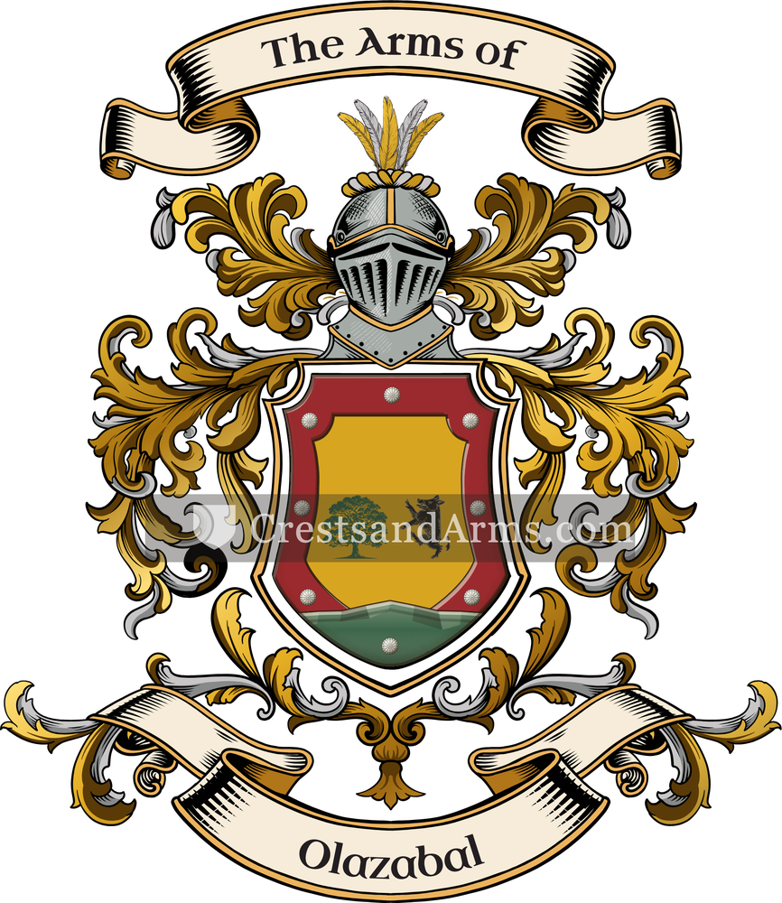 The Olazabal coat of arms, drawn from the recorded blazon