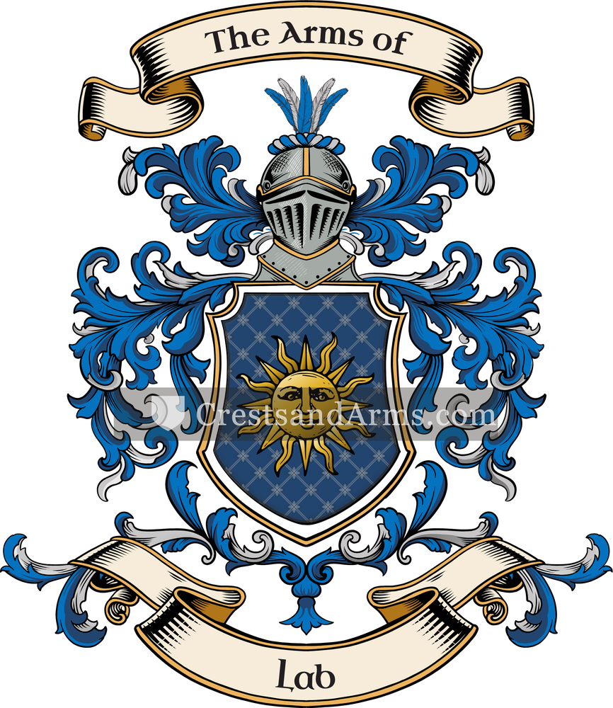 The Lab coat of arms, drawn from the recorded blazon