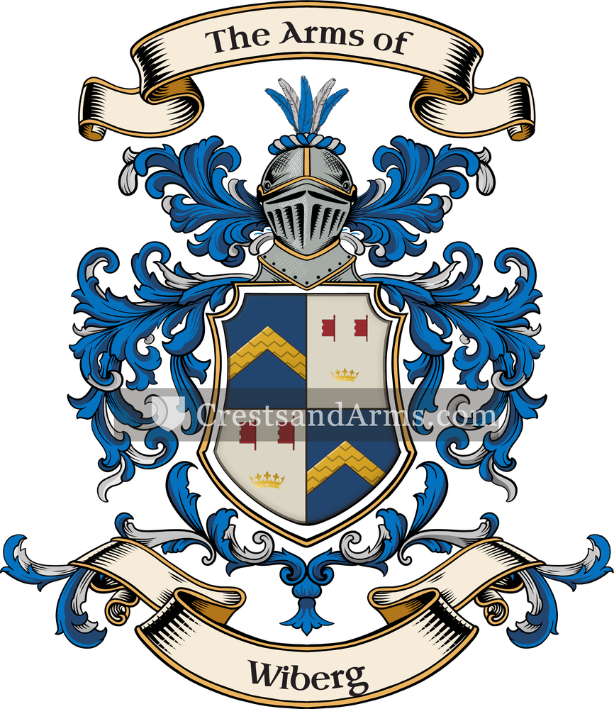 The Wiberg coat of arms, drawn from the recorded blazon