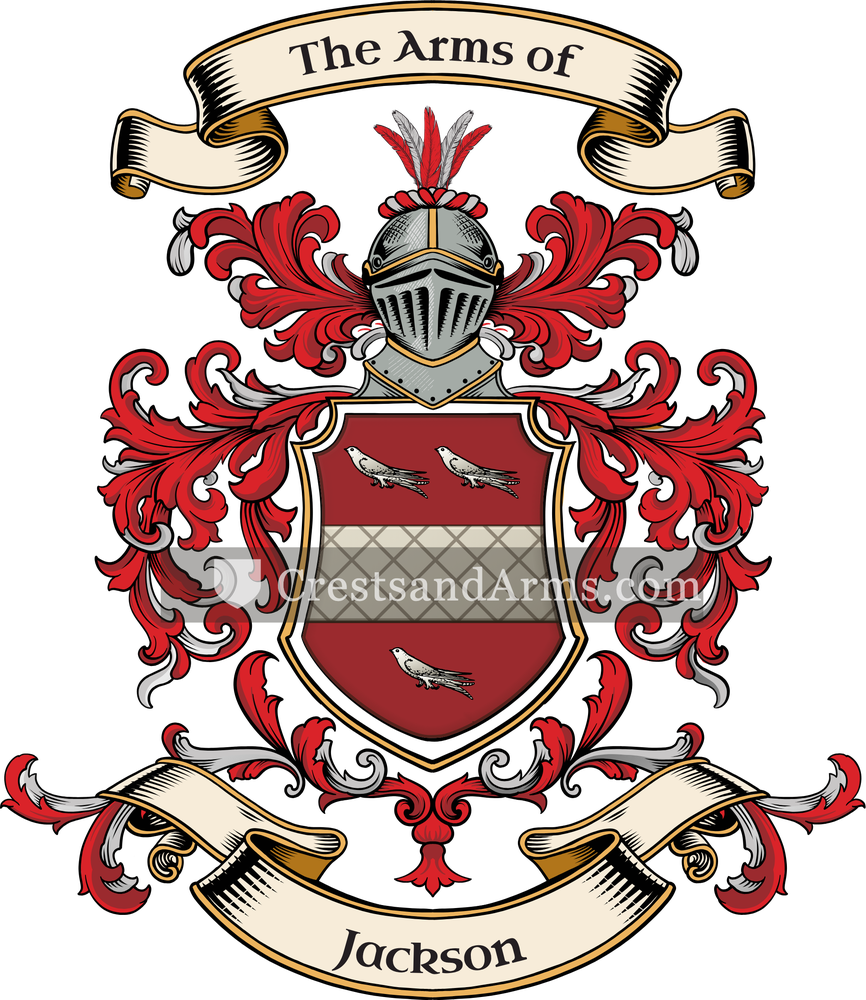 The Jackson coat of arms, drawn from the recorded blazon