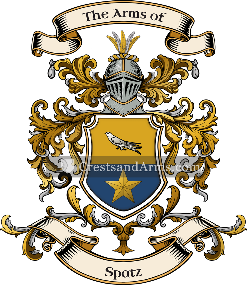 The Spatz coat of arms, drawn from the recorded blazon