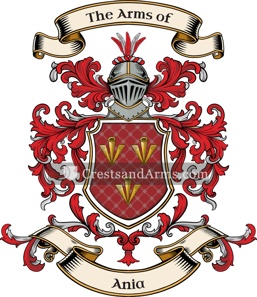 The Ania coat of arms, drawn from the recorded blazon