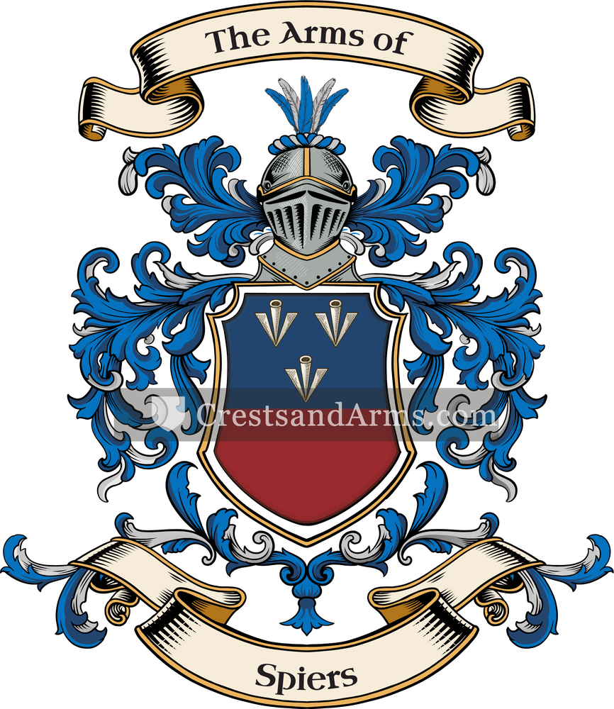 The Spiers coat of arms, drawn from the recorded blazon