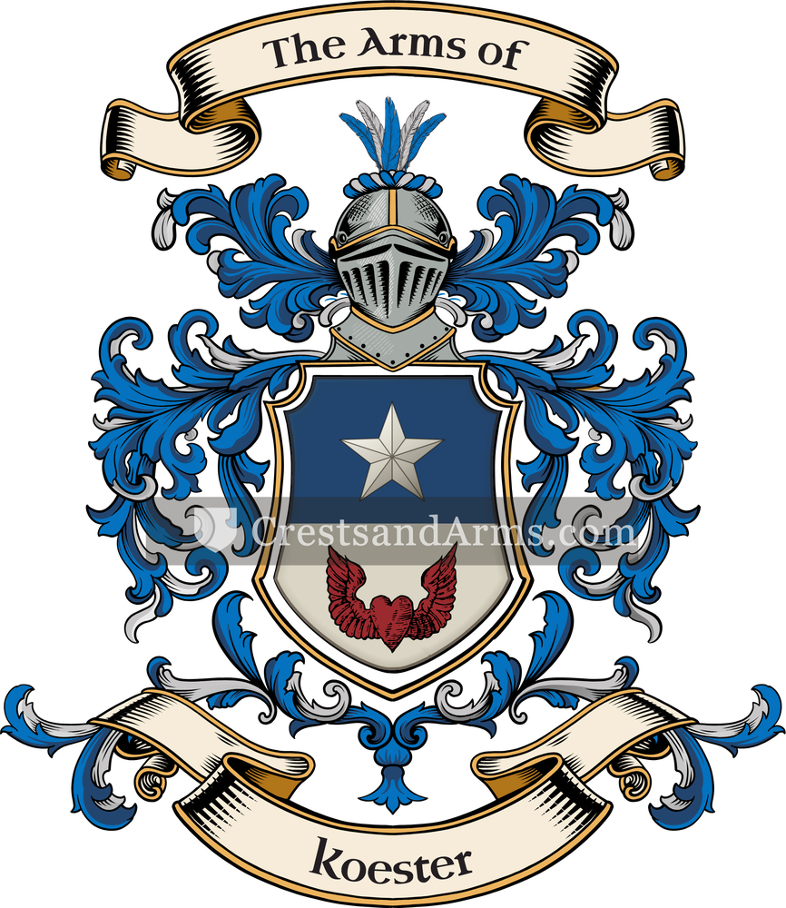 The Koester coat of arms, drawn from the recorded blazon