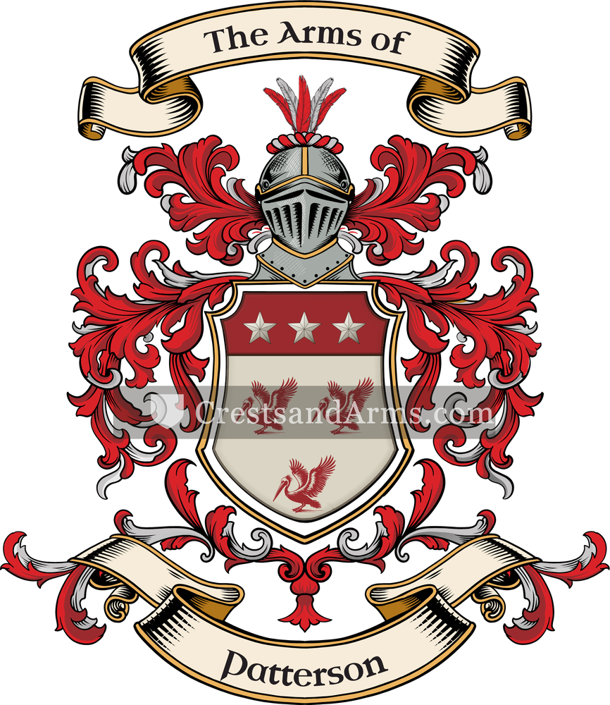 The Patterson coat of arms, drawn from the recorded blazon