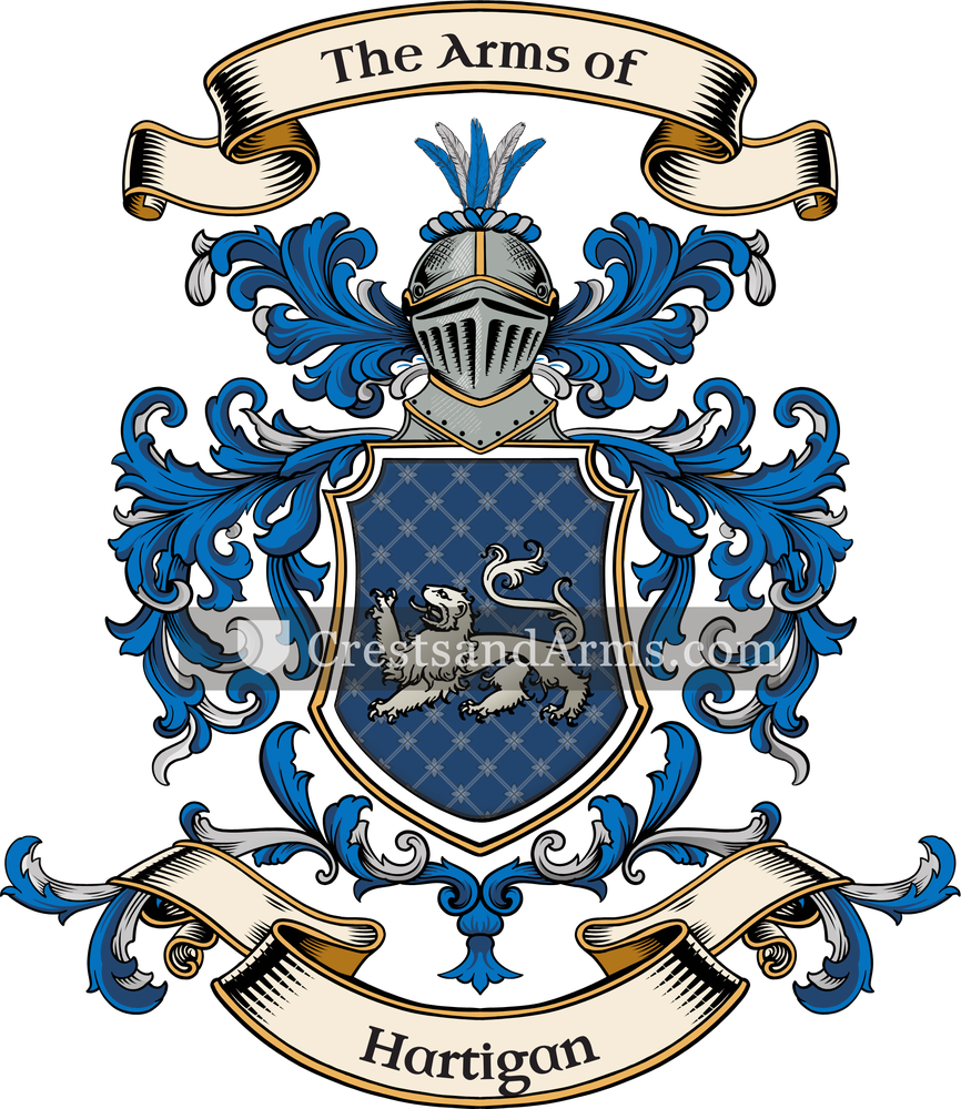 The Hartigan coat of arms, drawn from the recorded blazon