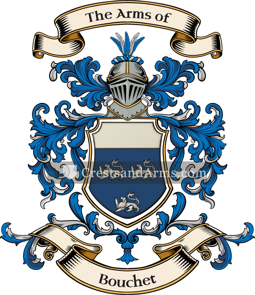 The Bouchet coat of arms, drawn from the recorded blazon