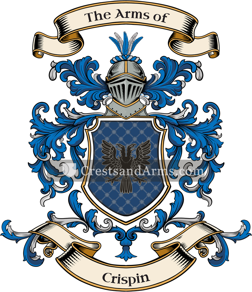 The Crispin coat of arms, drawn from the recorded blazon