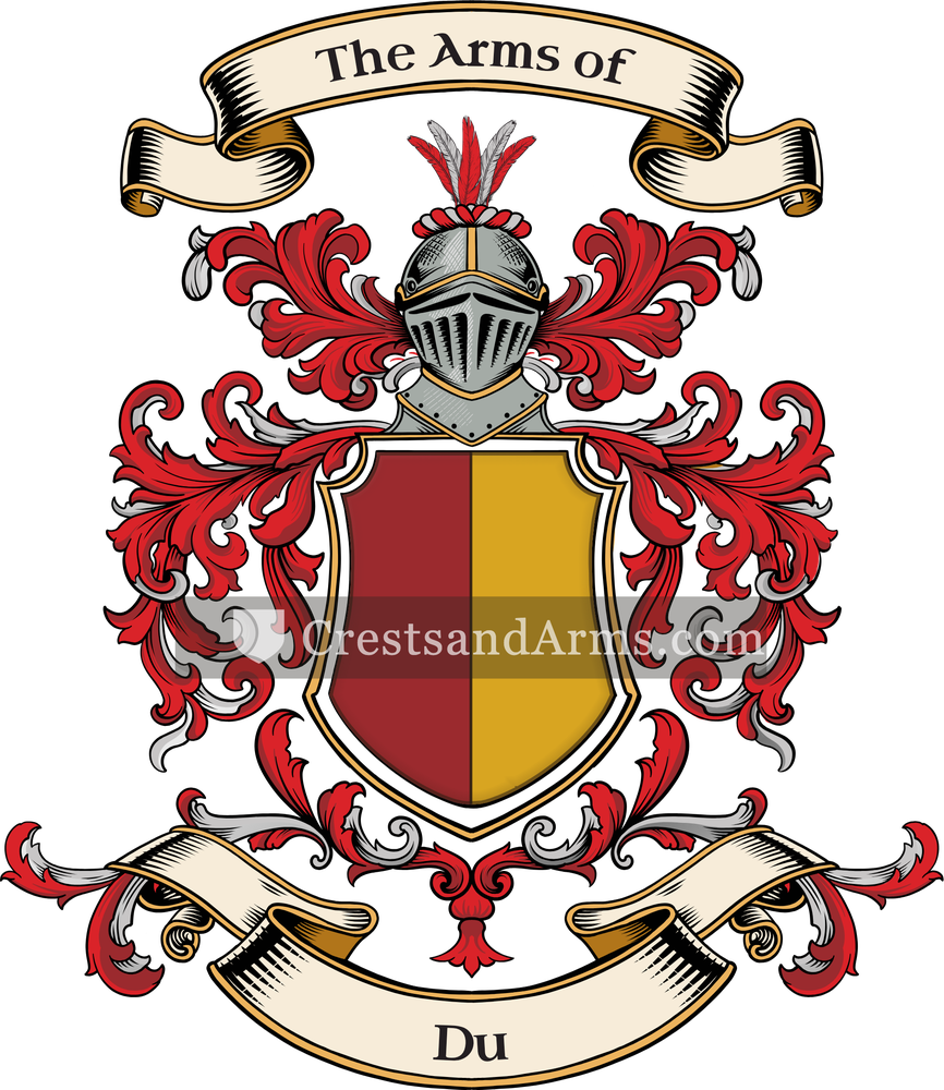 The Du coat of arms, drawn from the recorded blazon