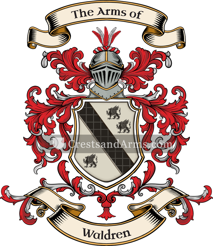 The Waldren coat of arms, drawn from the recorded blazon