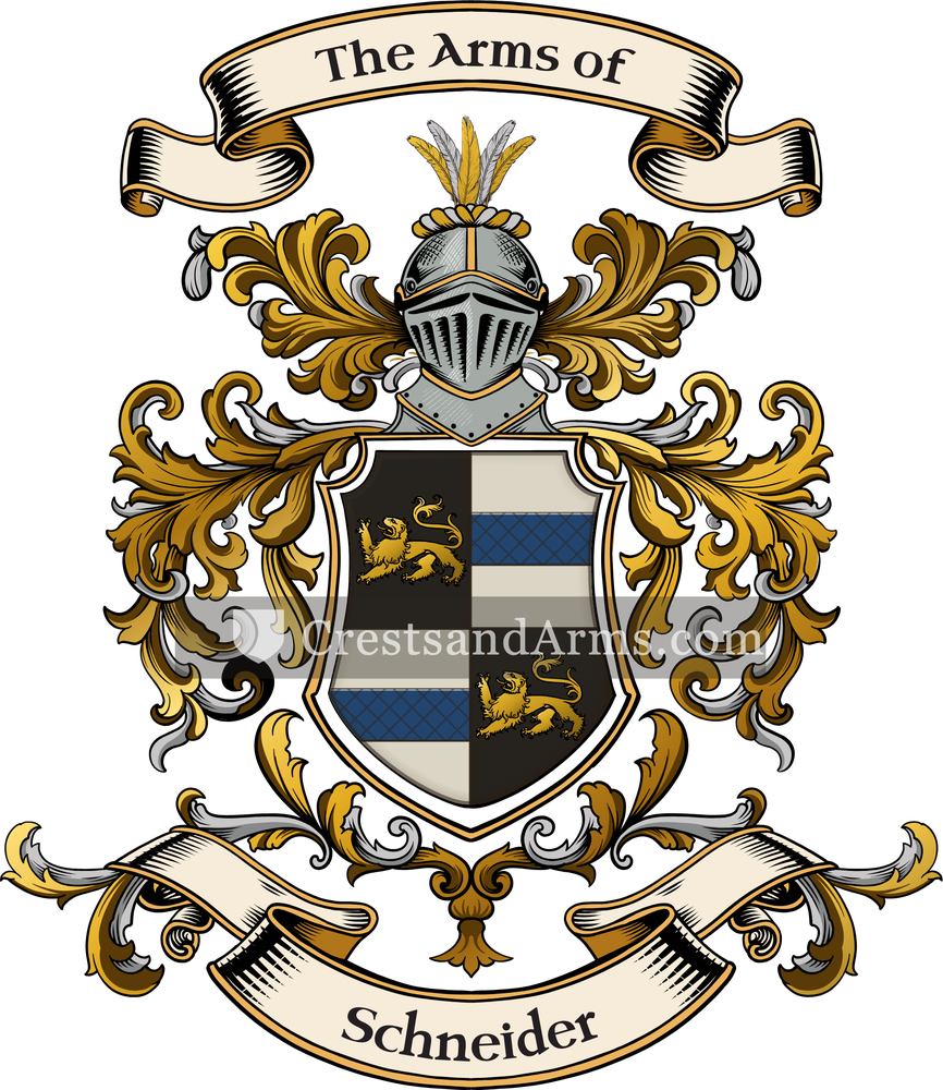 The Schneider coat of arms, drawn from the recorded blazon