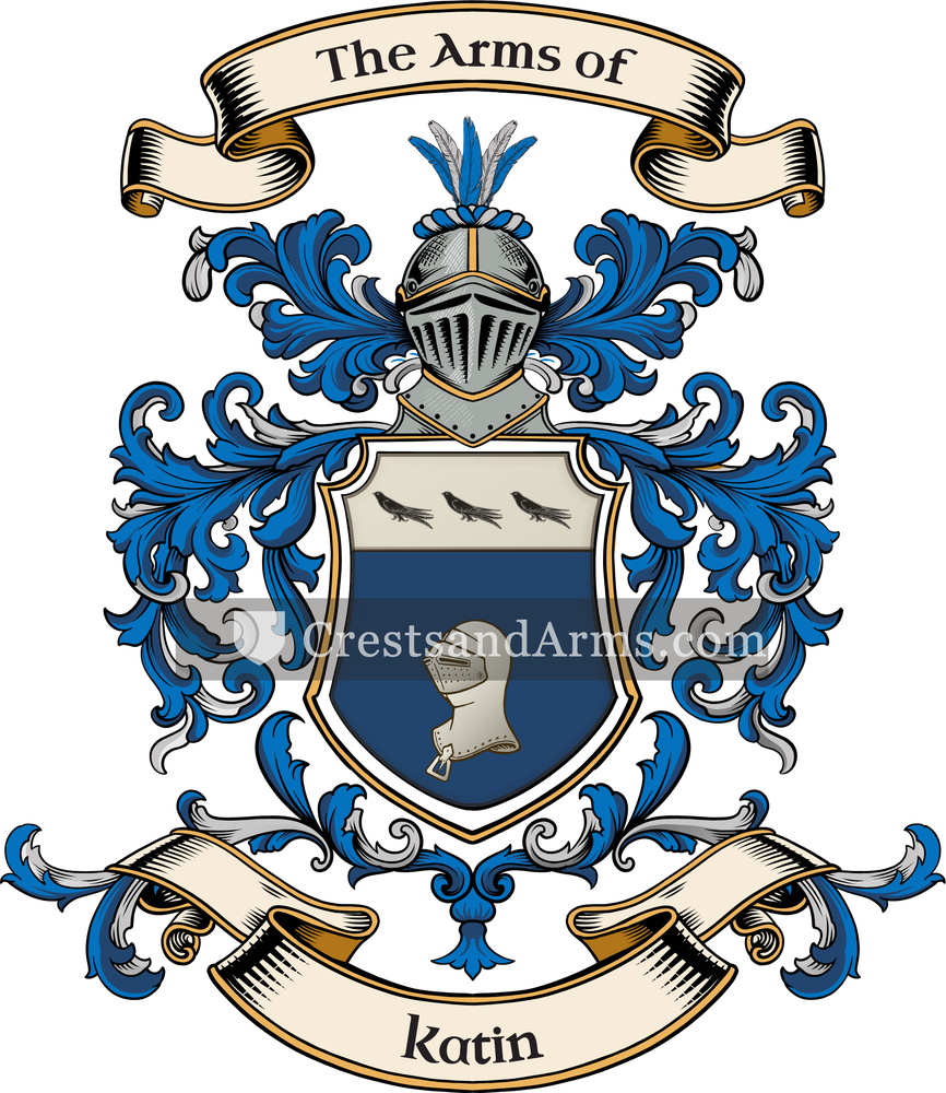 The Katin coat of arms, drawn from the recorded blazon